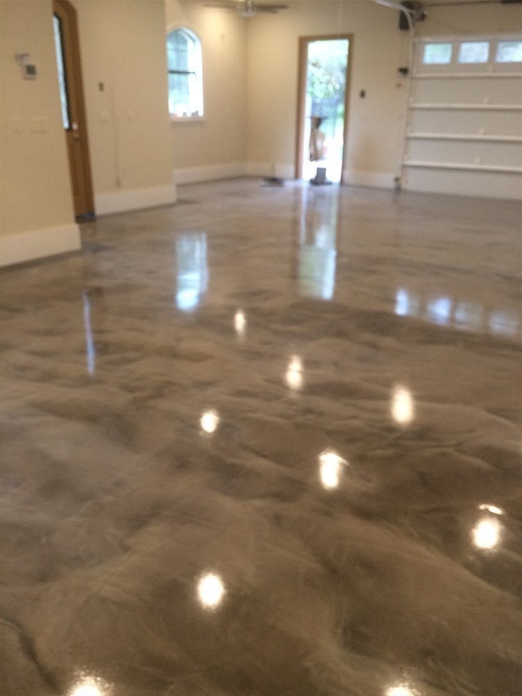 gray white epoxy metallic garage floor
