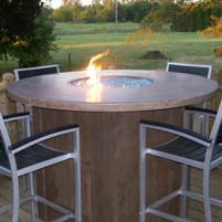 Concrete Table With Fire Pit and Wooden Like Base