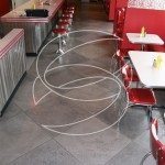 Restaurant Concrete Floor with Large Tile Tape Pattern