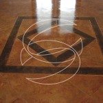 Brown Stained Concrete Floor with Tape Pattern