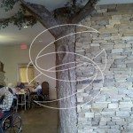 Decorative concrete Interior Stamped Wall with Concrete Tree Accent