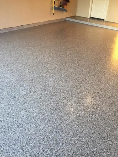 Grey and White Speckled Garage Flake Floor