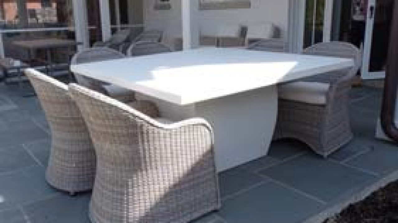 Lightweight Concrete Patio Table Solid White