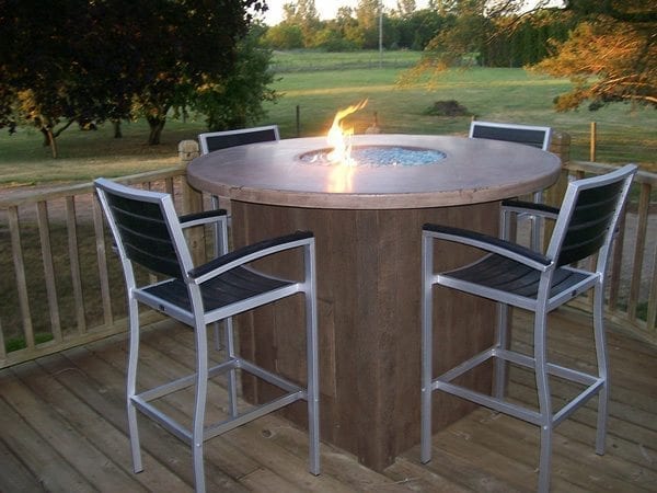Tan Outdoor High Top Concrete Fire Table