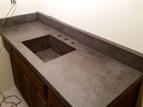Slate Gray Bath Vanity Concrete Top, Concrete Farm Sink