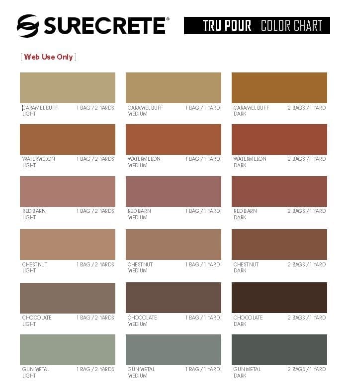 Surecrete Metallic Color Chart