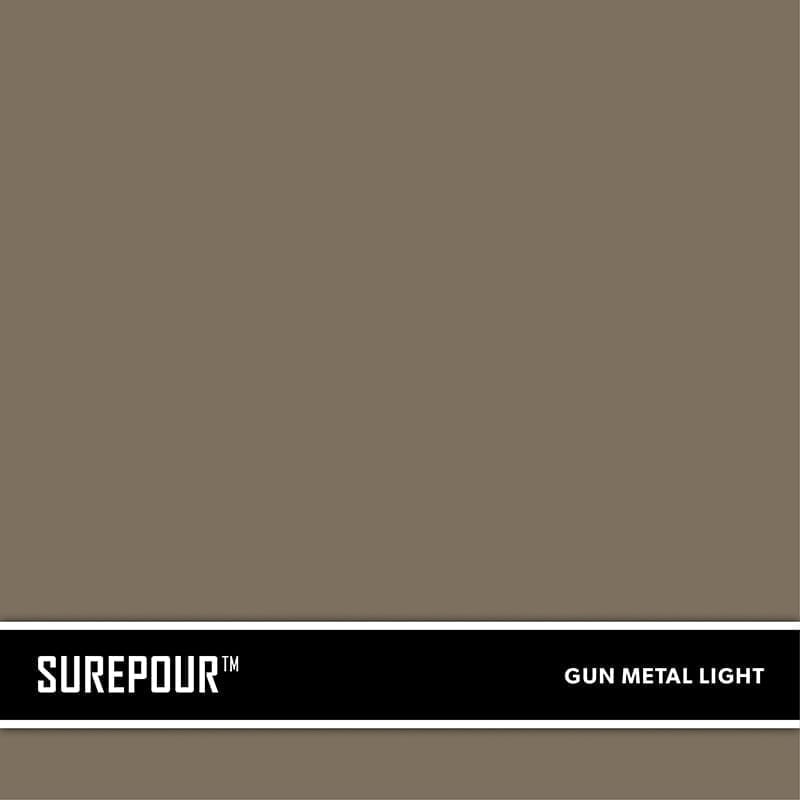 SureCrete's SurePour™ Light Gun Metal Gray Ready-Mix fresh concrete color SKU: 35103009-81 UPC: 842467100776 (Requires 1 Bag / 2 Yard)